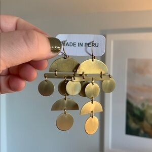 Noonday Collection Gold Hanging Earrings Modern Shapes